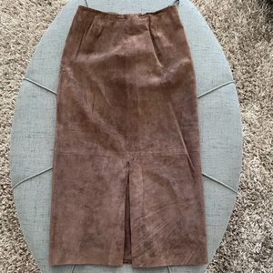 Alfani Brown Suede Maxi Skirt Size 4